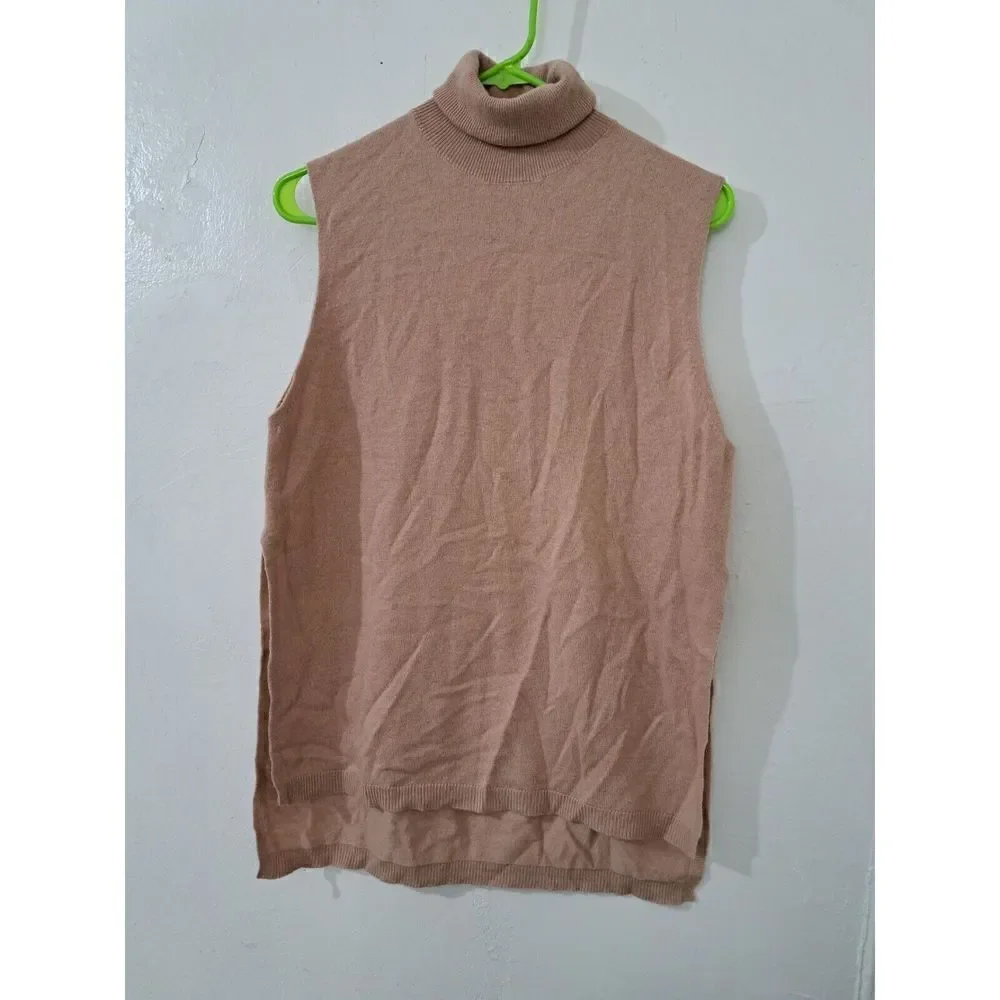 Zara Collection Womens Medium Fine Wool Soft Vest Tan Sleeveless